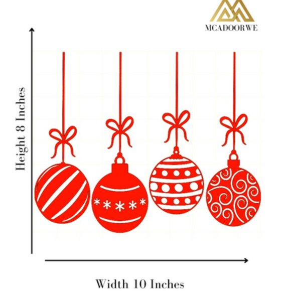 Christmas Red Ornament set Vinyl toilet decal:Holiday decor|Christmas Home Decor - Picture 4 of 4
